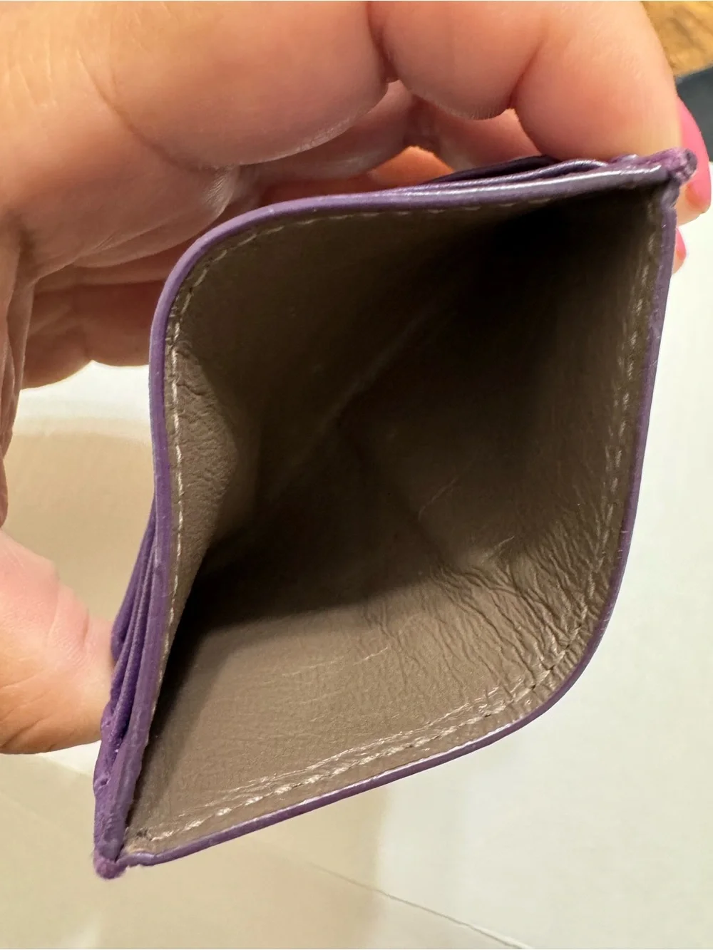 Bottega Veneta Leather Card Holder in Deep Purple with Woven Detail